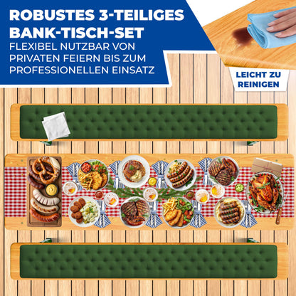 KESSER Bierzeltgarnitur 3-teilig, klappbar, Holz, 170 x 46 x 75 cm