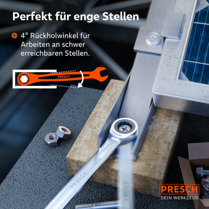 PRESCH Ratschenschlüssel Set 12tlg. 6-19mm - 90 Zähne mit Tasche