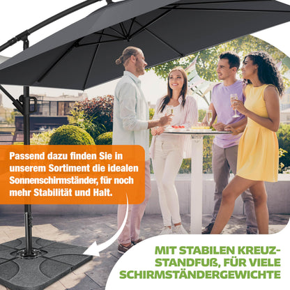 KESSER Sonnenschirm 250x250 cm Kurbelschirm mit UV-Schutz, Anthrazit