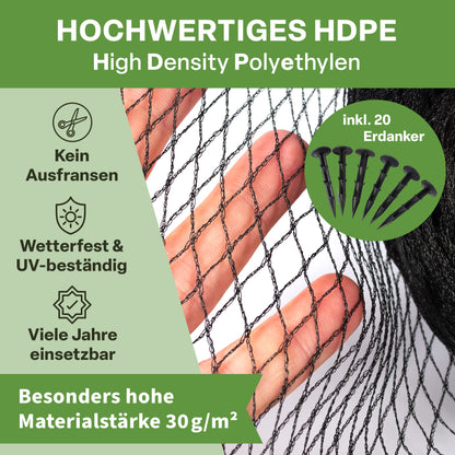TTL Garden Teichnetz Vogelschutznetz - 15x15m Schwarz 12x12mm