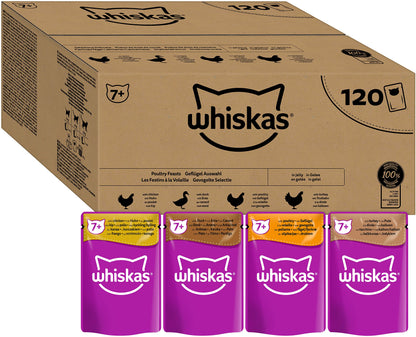 Whiskas Senior 7+ Katzennassfutter - Gemischte Auswahl Gelee 120x85g