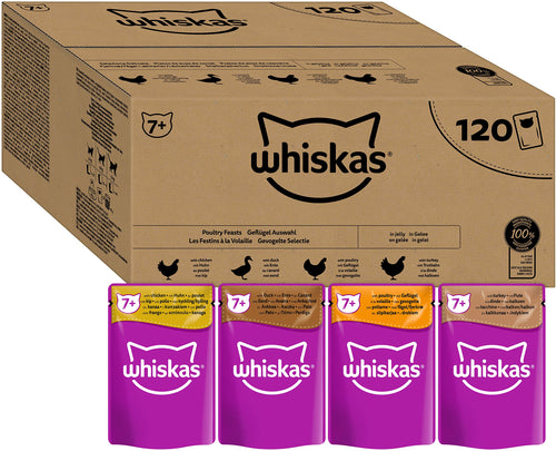 Whiskas Senior 7+ Katzennassfutter - Gemischte Auswahl Gelee 120x85g
