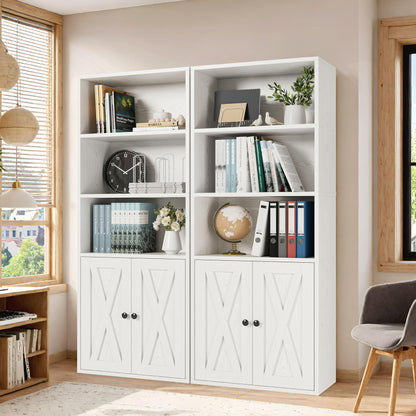 IRONCK Bücherregal – 2 Türen, 5 Ebenen, Industriestil weiss