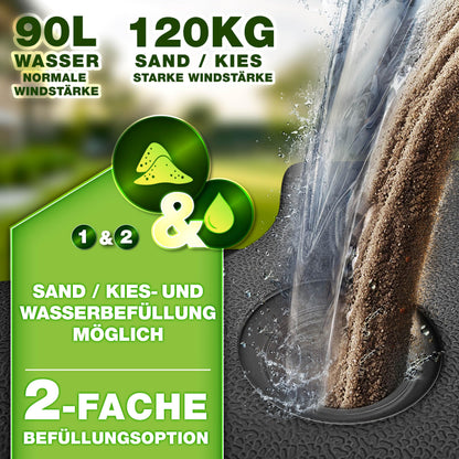 tillvex Sonnenschirmständer 90 Liter, 4-teilig, für Ampelschirme
