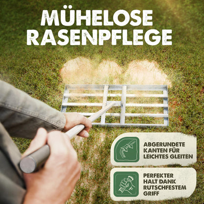 GARLINGO Rasenrakel GL-RR mit 1,7 m Metallstiel, 75 x 35 cm