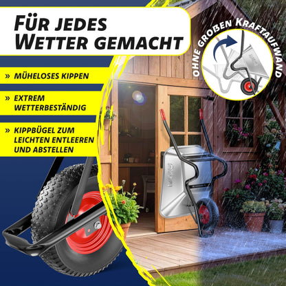 MASKO Schubkarre 100 Liter bis 250 kg mit Luftreifen und Stahlfelge