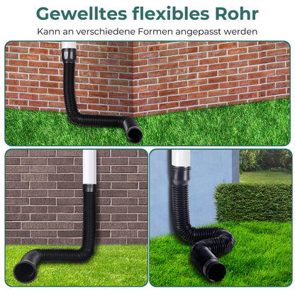 BKITC Fallrohrverlängerung flexibel für 80/100 mm, schwarz, 2 Stück
