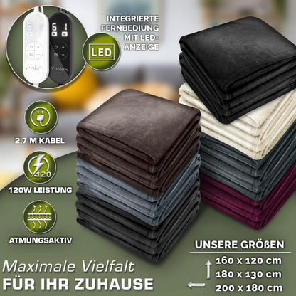 sinnlein Heizdecke Elektrisch Plüsch - XXL 200x180 cm