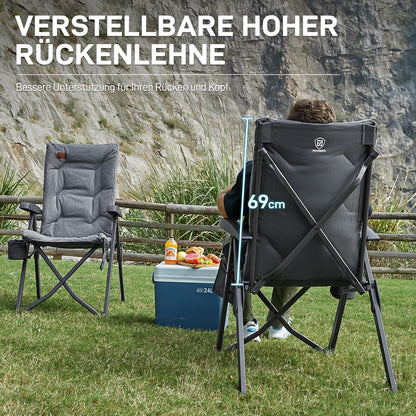 EVER ADVANCED Faltbarer Rückenverstellbarer Campingstuhl - Gepolstert
