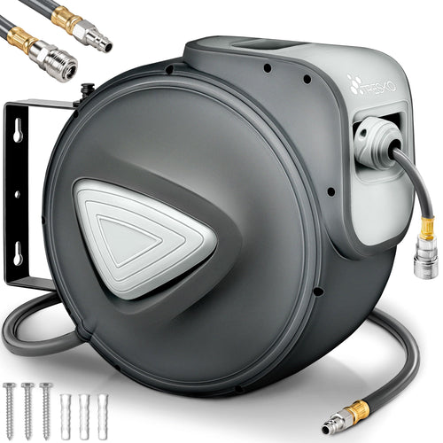 TRESKO Druckluftschlauch Schlauchtrommel 30m – Automatisch Grau