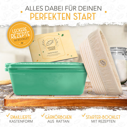 KRUSTENZAUBER Emaille Gusseisen Brotbackform 28cm – Mit Deckel, Gärkorb