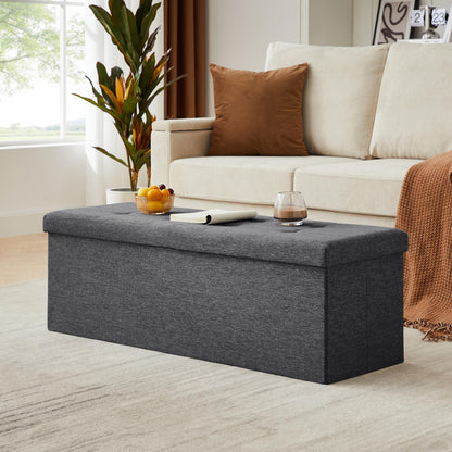 Zedelmaier Sitzbank mit Stauraum, faltbar, Leinen, Grau, 114x38x38 cm