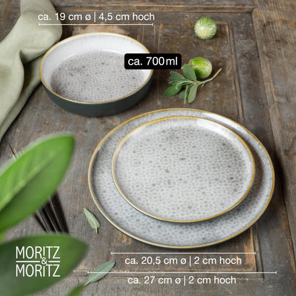 Moritz & Moritz TERRA 36-tlg Porzellan Geschirrset - Grau 12 Personen