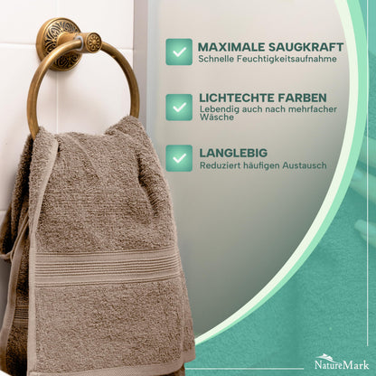 NatureMark Handtuch-Set 8-teilig, Baumwolle, 50×100 cm, Sand/Beige