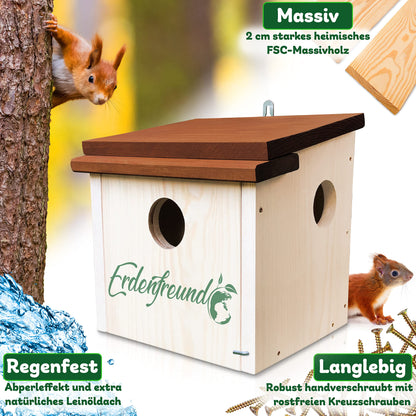 ERDENFREUND® Eichhörnchen Kobel – artgerecht mit 3 Fluchtlöchern
