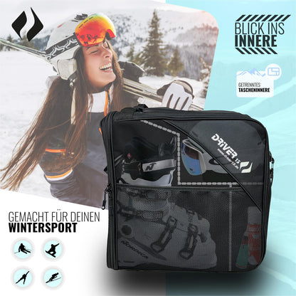 Driver13 Skistiefeltasche Bootbag mit Helmfach für Skischuhe, schwarz