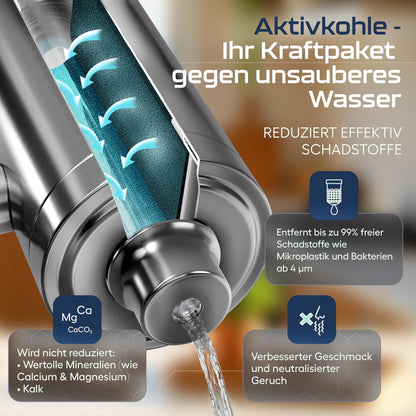 VILTARO Wasserfilter Wasserhahn mit Aktivkohle, Edelstahl, BPA-frei