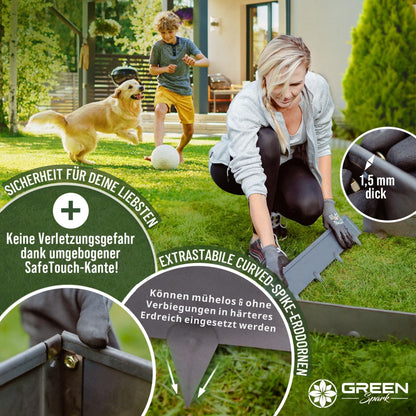 GREEN Spark Cortenstahl Rasenkante – 10x 1m Schneckenschutz