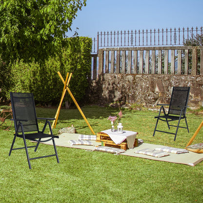 CCLIFE Breeze Gartenstuhl 2er Set Hochlehner Klappbar – Dunkelgrau