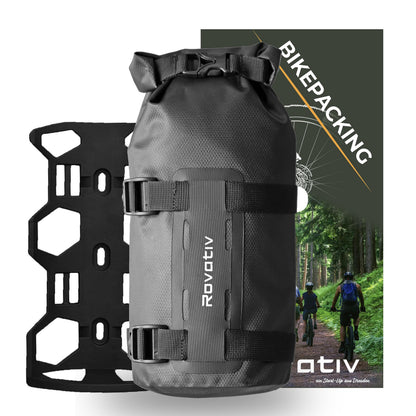 Rovativ Bikepacking Gabeltasche 4,5 L wasserdicht mit Halterung – inklusive Dry Bag und Universalhalterung