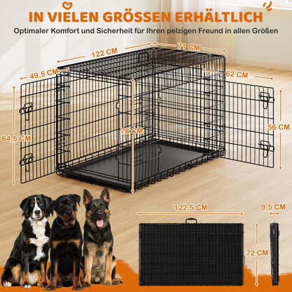 Yaheetech Hundekäfig 122x71x78cm klappbar mit Trennwand - Schwarz