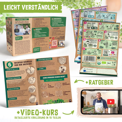 zengreens® Bio Sprossen Anzuchtset Sprossenglas – 1er Set