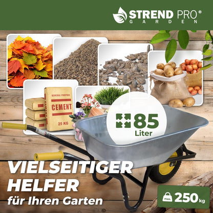 Schubkarre 85L Lufträder – Bauschubkarre 250kg Traglast