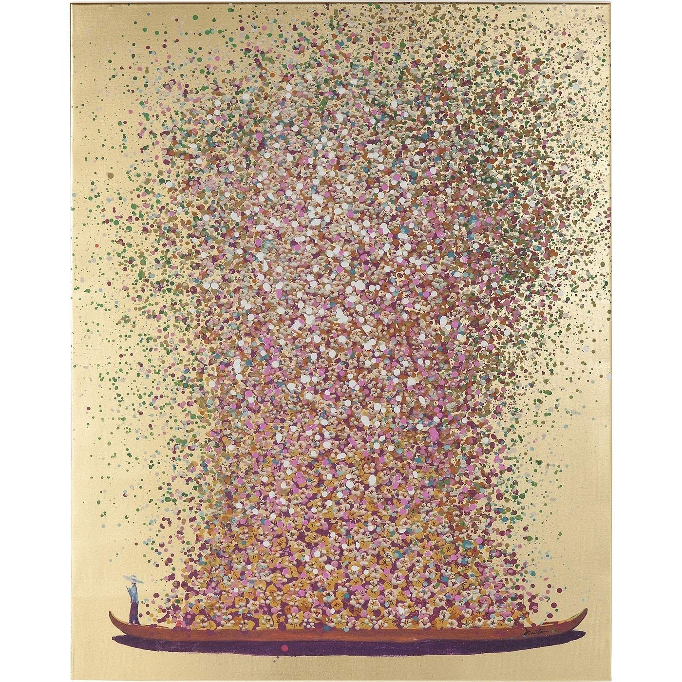 Kare Design Wandbild Touched Flower Boat - Gold/Pink 160x120cm, rechteckig in Gold und Pink. Dient als Wanddekoration.