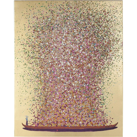 Kare Design Wandbild Touched Flower Boat - Gold/Pink 160x120cm, rechteckig in Gold und Pink. Dient als Wanddekoration.