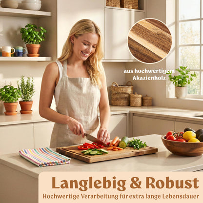 EDELHAUS Schneidebrett Set Akazienholz 3-teilig mit Saftrille