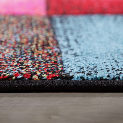 Paco Home 3D Optik Kariert Kurzflor Teppich - Bunt 200x290 cm