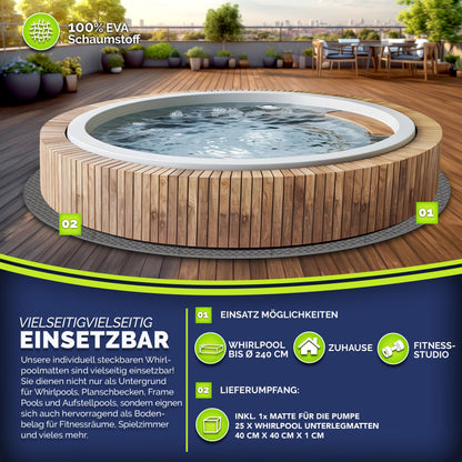 tillvex Whirlpool-Unterlage rund 240 cm, EVA-Bodenschutzmatte, grau