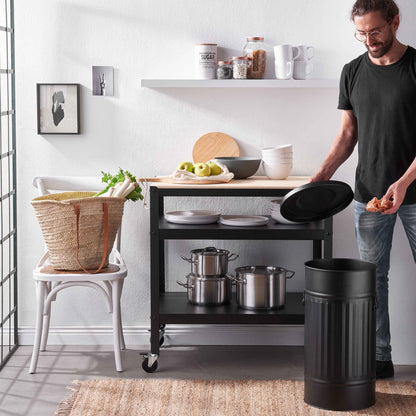 BUTLERS Oskar Retro-Mülltonne 40 l aus verzinktem Metall mit Deckel