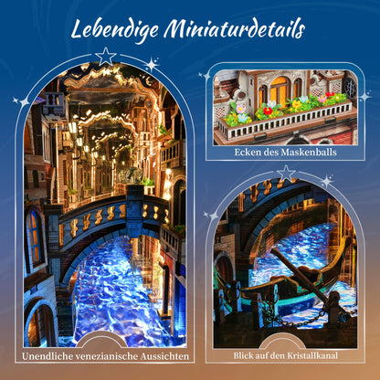 FUNPOLA Venice Night Starlit Book Nook Kit, 3D-Holzpuzzle mit LED