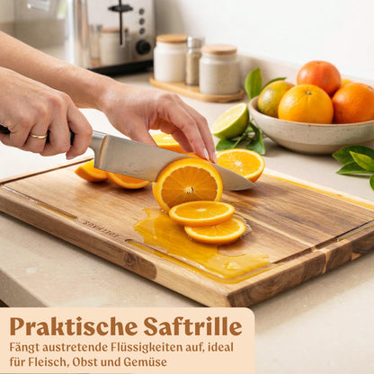 EDELHAUS Schneidebrett Set Akazienholz 3-teilig mit Saftrille