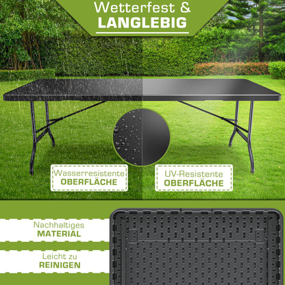 tillvex Gartentisch klappbar Kunststoff 180x75cm 8 Personen