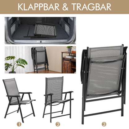 Yaheetech Gartenstühle 4er Set, klappbare Hochlehner bis 150 kg, Grau