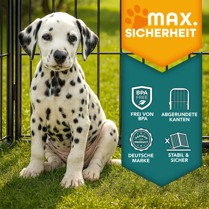 TRESKO Welpenlaufstall 80cm hoch – 8-teilig faltbar, mit Tür