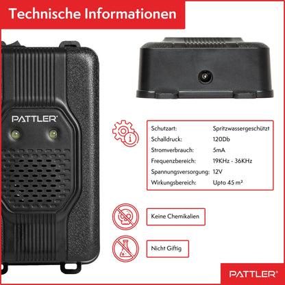PATTLER Marderschreck Auto mit Blitzlicht, Ultraschall, 2 Stück