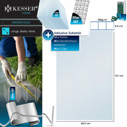 KESSER Polycarbonat Doppelstegplatten 4mm – 14 Stk. 10.25m² (60.5x121)