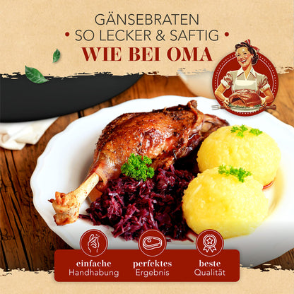 KRUSTENZAUBER Gusseisen Bräter 38cm mit Deckel - Ofenfest