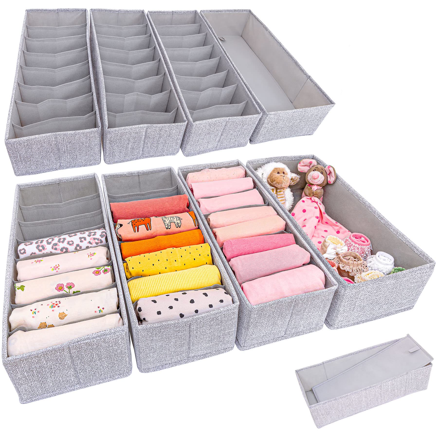 SIMPLE JOY HEMNES Double Organizer 8er Set für IKEA HEMNES 160 cm, Stoffboxen mit stabilem Boden