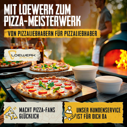 LOEWERK Pizzaballenbox Pizzateig 6er Set mit Deckel – Blau/Grau