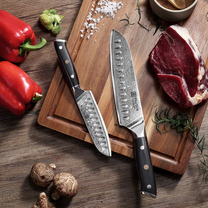 PAUDIN Damast Küchenmesserset 3-tlg. – VG10 Kern, G10 Griff