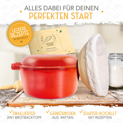 KRUSTENZAUBER Gusseisen Topf Brot Backen Emaille 26cm