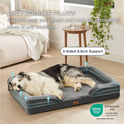 BEDSURE Orthopädisches Hundebett für Grosse Hunde – Dunkelgrau, 106x80 cm