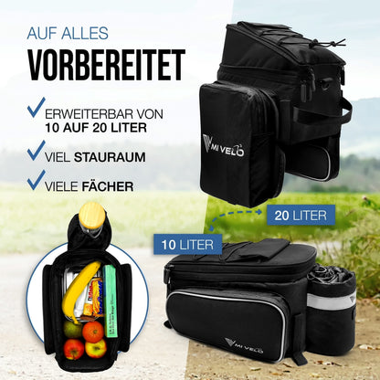 MIVELO Gepäckträgertasche GTE wasserabweisend erweiterbar 20L schwarz