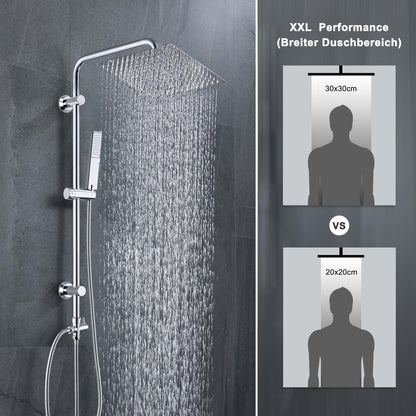 Görbach Regenduschset Edelstahl Chrom – Eckig 30x30cm ohne Armatur
