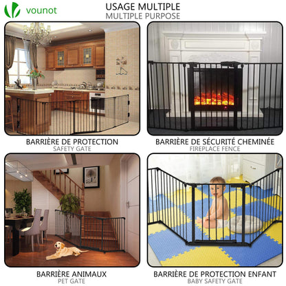 VOUNOT Kaminschutzgitter Schutzgitter - 5 Elemente, Schwarz 300x75 cm