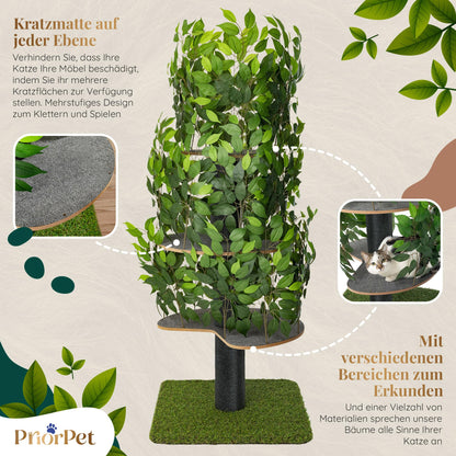 Kratzbaum Natur Patentierter Cat Tree – Gross, Blätter austauschbar
